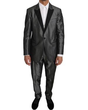 Dolce & Gabbana Grey Patterned Martini Piece Suit - Black