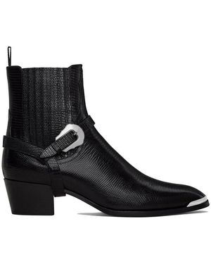 Celine Western Chelsea Isaac Harness Boots - Black