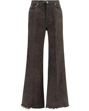 Rick Owens Bicolor Cotton Flared Jeans - Gray