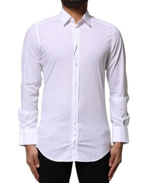 Dolce & Gabbana Cotton Long Sleeves Dress Shirt Spandex - Purple