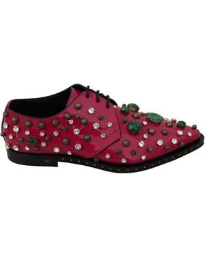Dolce & Gabbana Leather Crystals Dress Broque Shoe Pink La7218 - Black