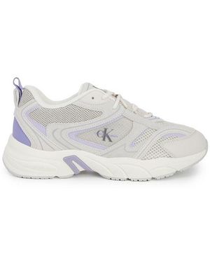 Calvin Klein Purple Leather Athletic Trainers - White