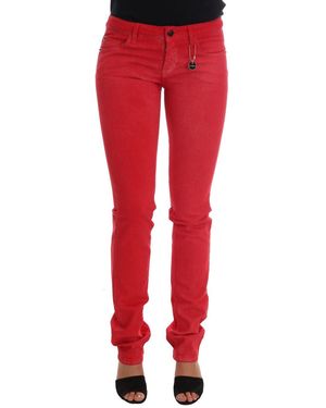 CoSTUME NATIONAL Red Cotton Stretch Slim Jeans
