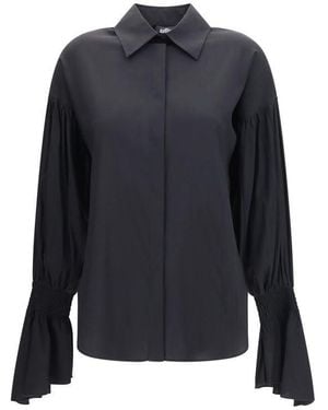 Ella Black Silk Blouse - Blue