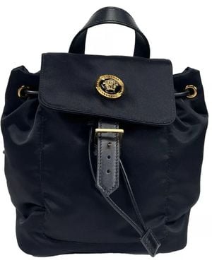 Versace Mini Nylon Medusa Drawstring Backpack Bag - Blue