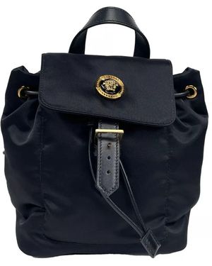Versace Mini Nylon Medusa Drawstring Backpack Bag - Blue