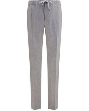 PT Torino Gray Wool Oves Aries Casual Pants
