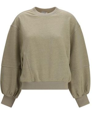 Brunello Cucinelli Beige Cotton Sweatshirt - Green