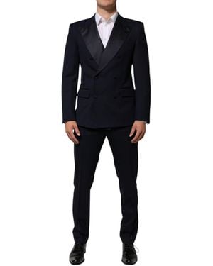 Dolce & Gabbana Black Wool 3 Piece Slim Fit Formal Men Suit