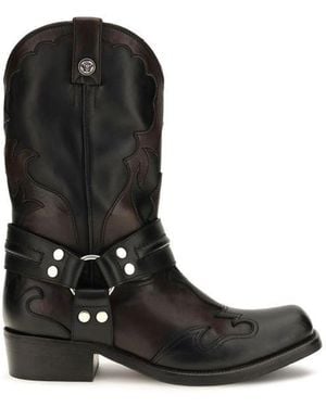 Versace Black Calf Leather Bos Taurus Ankle Boots