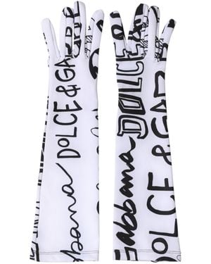 Dolce & Gabbana Dg Logo Elbow Length Mitten Gloves And 10+Pl - White