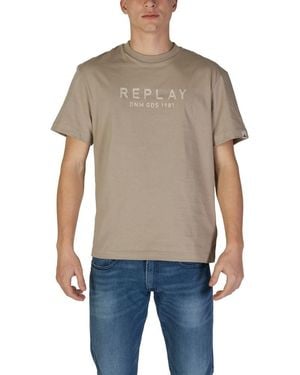 Replay Beige Cotton T - Grey