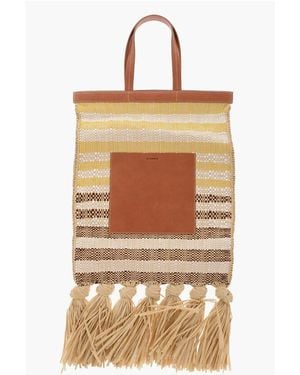 Jil Sander Yellow Raffia Tote Bag - Metallic