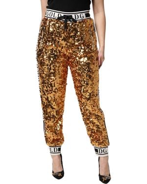Dolce & Gabbana Metallic Dg Logo Sequined Jogger Trousers