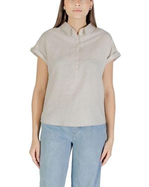 Street One Bicolour Linen Shirt - Grey