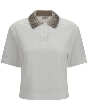 Brunello Cucinelli White Cotton Shortsleeve Shirt - Grey