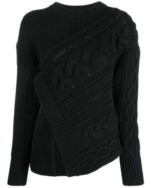 McQueen Asymmetric Wool Jumper - Black