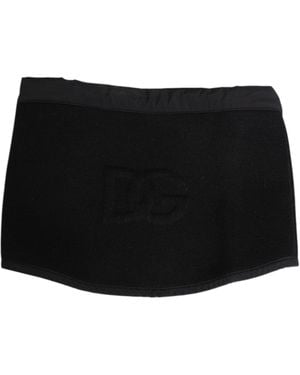 Dolce & Gabbana Black Lace Stole Knitted Dg Logo Men One Size Scarf