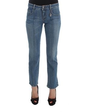 CoSTUME NATIONAL Blue Cotton Slim Fit Cropped Jeans
