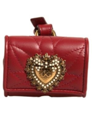Dolce & Gabbana Black Leather Devotion Heart Strap Airpod Case - White