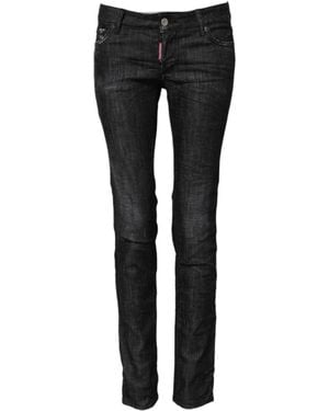 DSquared² Black Cotton Low Waist Skinny Denim Jeans