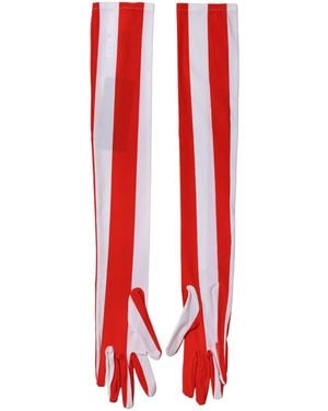 Dolce & Gabbana Red White Stripes Nylon Elbow Length Gloves