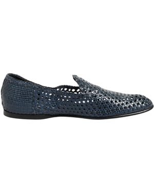 Dolce & Gabbana Blue Leather Lace Slip On Sneaker Shoes for  display picture 3