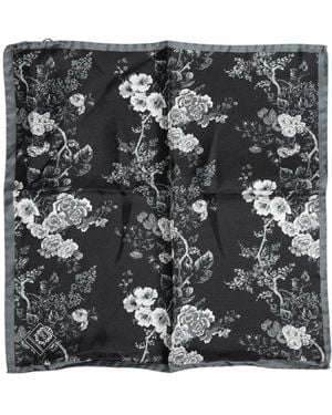 Dolce & Gabbana Black Floral Silk Square Foulard Scarf