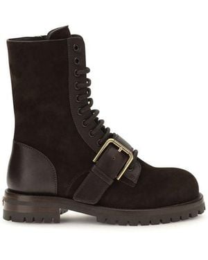 Dolce & Gabbana Black Calf Leather Bos Taurus Lace