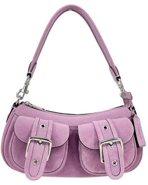 COACH Ashton Suede Shoulder Bag Purse - Purple
