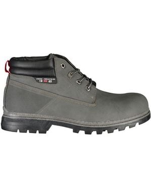 Carrera Sleek Lace-Up Boots With Contrast Detail - Gray