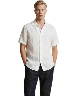 Gianni Lupo White Linen Shortsleeve Shirt - Grey