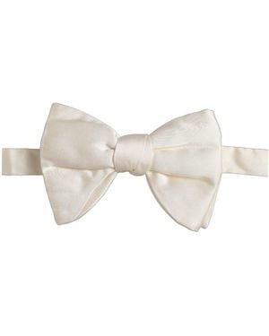 Dolce & Gabbana Silk Adjustable Neck Papillon Bow Tie - Natural