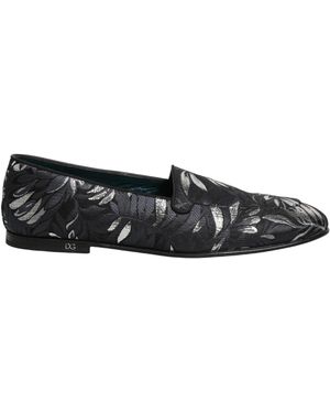 Dolce & Gabbana Black Leaf Embroidery Dress Men Loafers Men\'s Shoes Dolce & Gabbana Black Leaf Embroidery Dress Men Loafers  main image 4