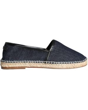 Dolce & Gabbana Blue Denim Cotton Leather Espadrilles Shoes