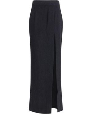 Alessandra Rich Black Wool Long Skirt