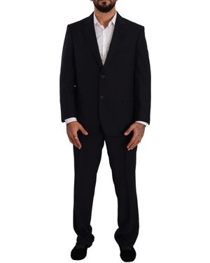 Domenico Tagliente Blue Polyester Single Breasted Formal Suit - Black