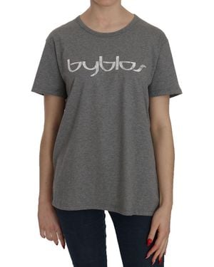 Byblos Cotton Grey Short Sleeve Round Neck Top T