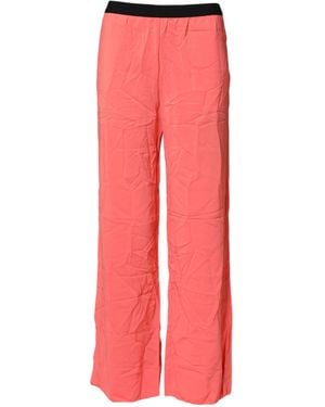 Jucca Neon Pink High Waist Straight Wide Leg Trouser Trousers - Red