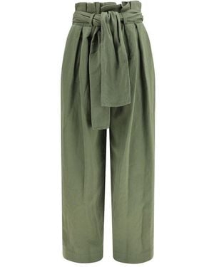 Balmain Bicolour Cotton Casual Trousers - Green