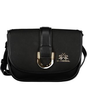 La Martina Elegant Contrast Detail Shoulder Bag - Black