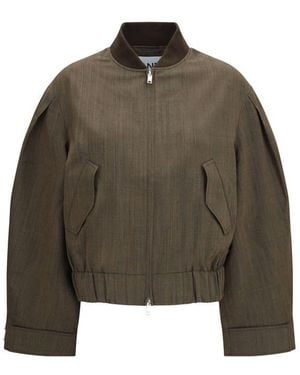 Ganni Bicolor Wool Oves Aries Bomber - Brown