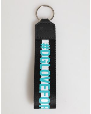 Dolce & Gabbana Multicolour Logo Polyester Brass Holder Keychain Keyring - Blue