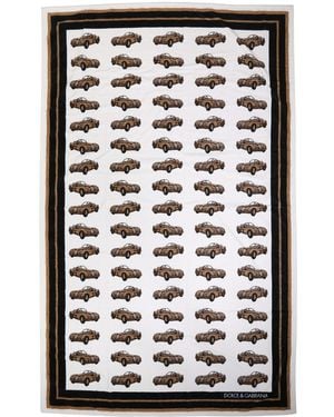 Dolce & Gabbana Towel Cotton Car Graphic Print 115Cm X 180Cm Beach - Black