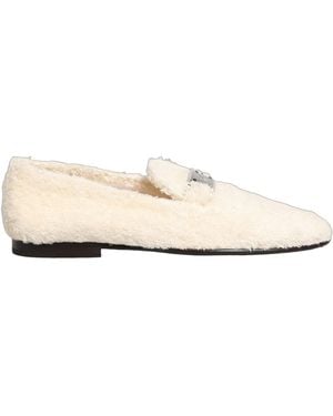 Dolce & Gabbana White Fur Shearling Men Dress Loafers Shoes - Natural