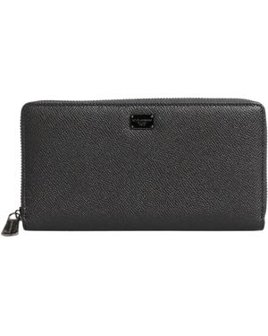 Dolce & Gabbana Leather Dg Logo Zip Around Continental Wallet - Grey