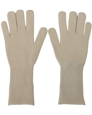 Dolce & Gabbana White Cashmere Knitted Hands Mitten Mens Gloves