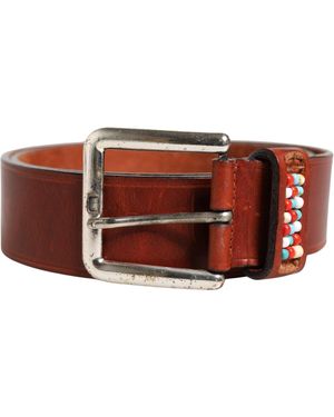 Gianfranco Ferré Bordeaux Wide Leather Waist Gold Silver Buckle Belt - Red
