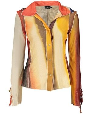 Desigual Beige Polyester Pattern Shirt - Yellow