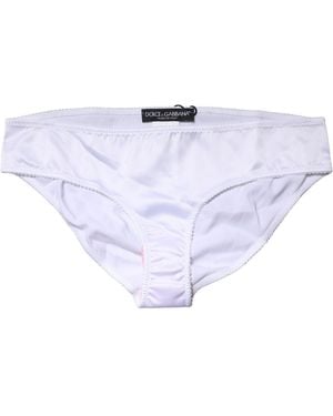 Dolce & Gabbana White Silk Stretch Mid Waist Brief Panty Underwear